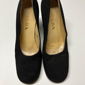 Prada Black Suede Pumps | Block Heel | Made in Italy | Size 37.5